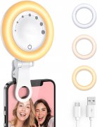 Phone Ring Light, 60 LED Selfie Ring Light for Phone Laptop, 3 Light Modes Clip on Rechargeable Light