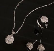 Spining Top Zircon Gold Plating Necklace Bracelet and Earring set