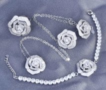 Zircon Gold Plating Necklace Bracelet Fingerring and Earring set