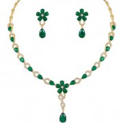 Bridal Zircon Gold Plating Necklace Earring set