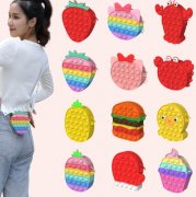 Pop Shoulder Bag Fidget Toys,Rainbow Simple Pop Fidget Bag Toy,Push Popper Purse